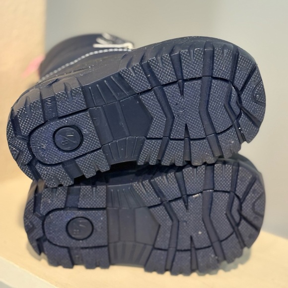 Member's Mark Snow Winter Rain Boot, Faux Fur-Lined Blue Sparkle Kids Sz 7/8 - Picture 7 of 8